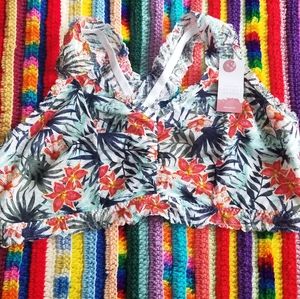 Cacique lace bralette tropical floral print BNWT